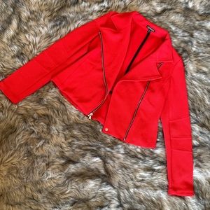 Express Red Textured Moto Jacket